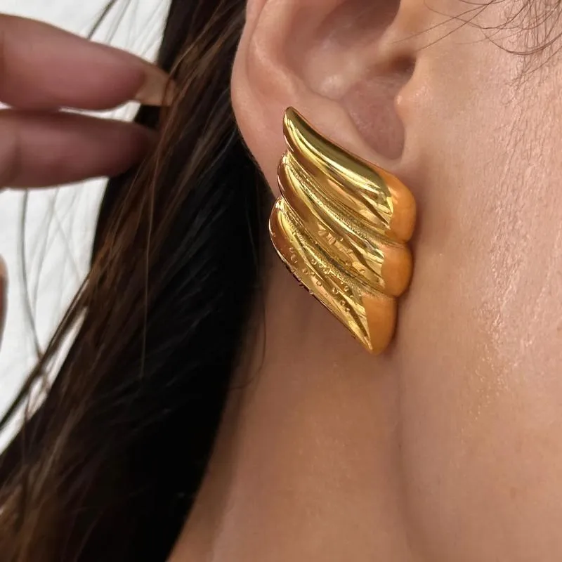 Kolczyki obręcze geometryczne trzyporodowe kołki dla kobiet stal nierdzewna Złote Kolor Akcesoria biżuterii