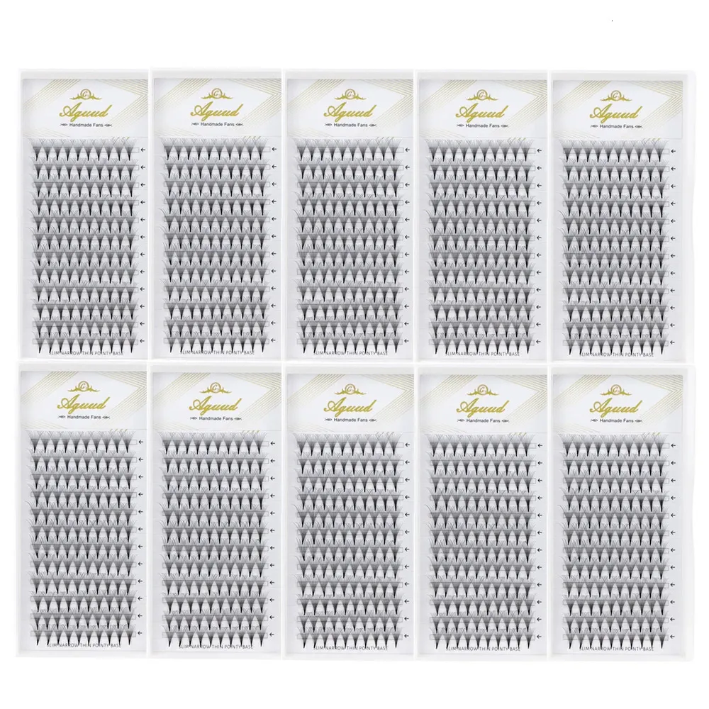 AGUUD 10 trays/lot Super Premade Russian Volume Fans 3D/5D/6D/8D/10D/12D/14D Perfectly Thin Narrow Base Fake Mink Volume Eyelash 240113