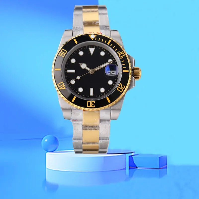 Movimiento mecánico automático Relojes para hombre Caja de 40 mm Acero inoxidable 904L Negro Azul Cerámica Cristal de zafiro Relojes de pulsera súper luminosos Reloj vintage estilo sub.