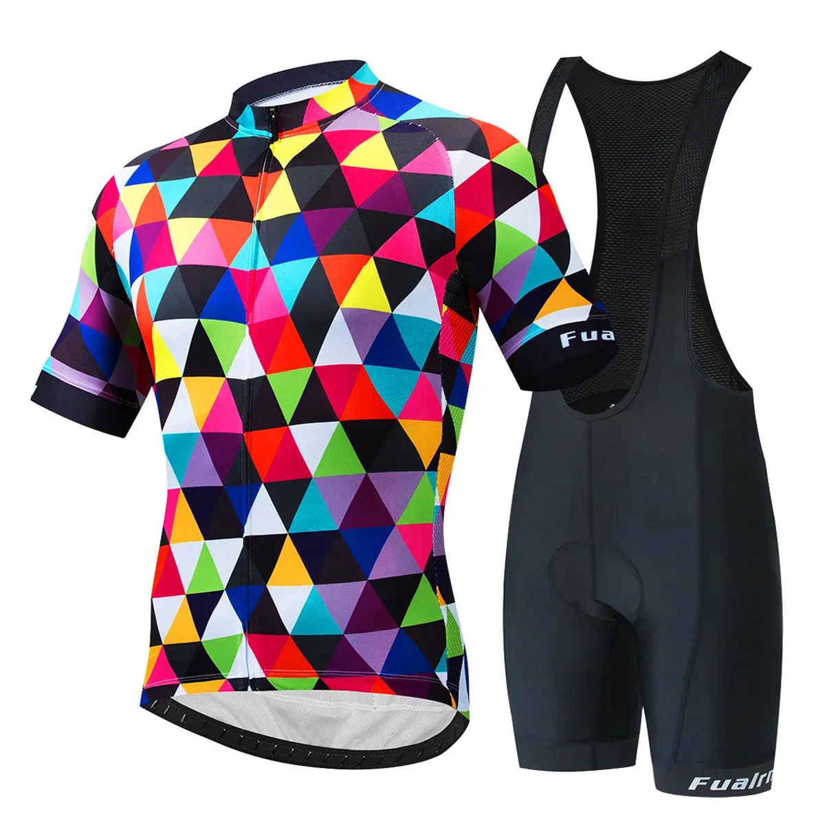 Fualrny Cycling Jersey Set Classic MTB Bib Shorts Zestaw odblaskowy