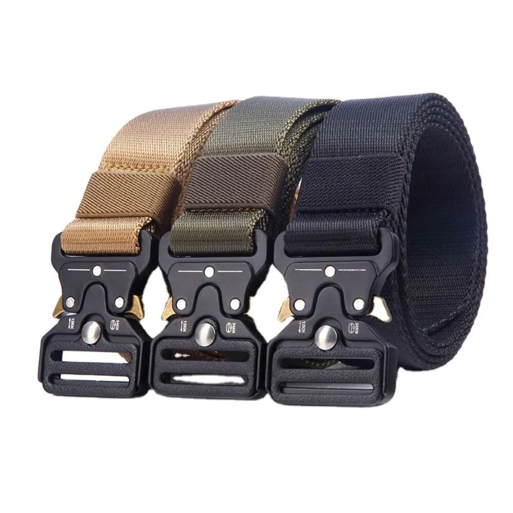 Boucle en alliage de zinc personnalisée de 3.2cm, ceinture tactique à dégagement rapide pour entraînement en plein air, en nylon respirant, vente en gros