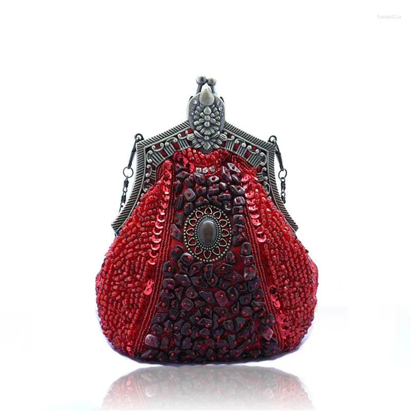 Kvällspåsar 2024 Vintage handgjorda pärlstav Boho Bag Women Clutch Delicate Banket Bride Wedding Party Party Purse