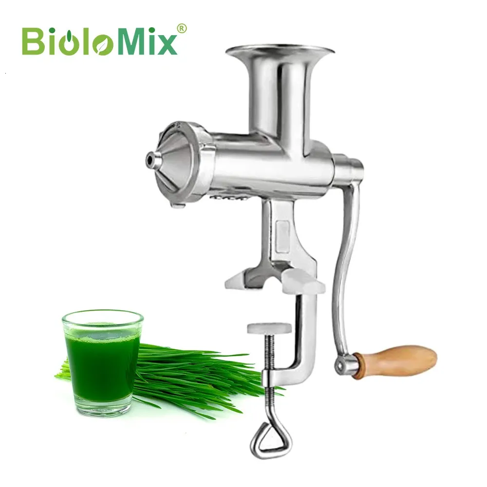 BioloMix 100 Hand Stainless Steel Wheatgrass Manual Juicer Auger Slow Squeezer Vegetables Fruit Citrus Juice ctor Machine 240113