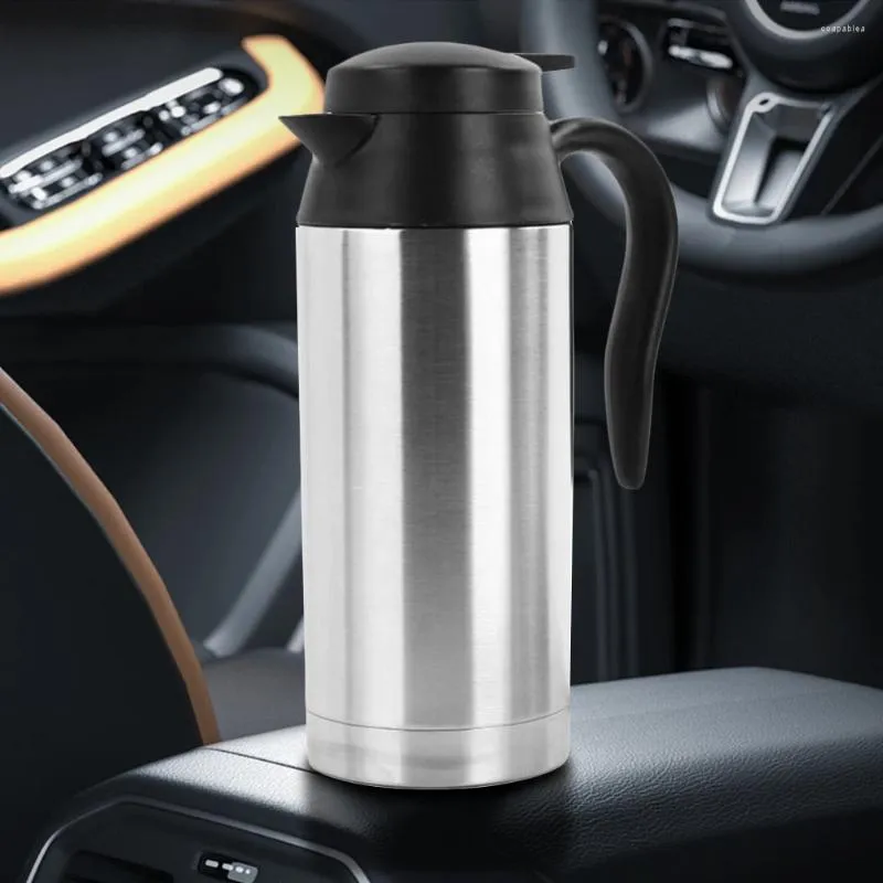 Bouteilles d'eau 12/24V Bouilloire électrique de voiture en acier inoxydable 750ml Tasse à café Arrêt automatique Pot chauffant Tasse de voyage