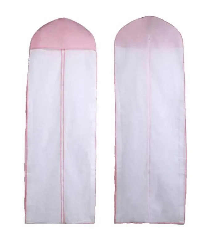 رخيصة أبيض الوردي الزفاف accressories 155cm زفاف الفستان حقيبة ملابس غطاء سهرة فستان غبار الغبار تخزين السفر 9720020