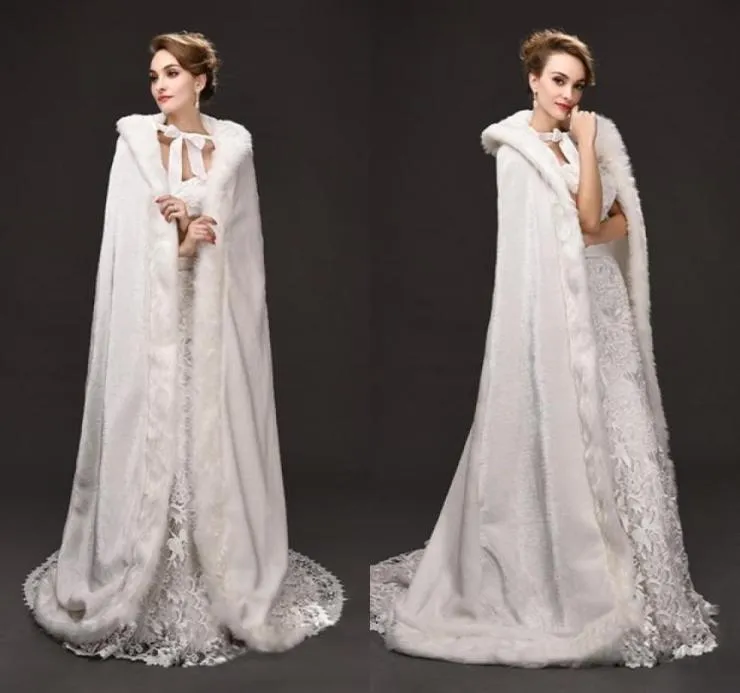 Elegant Long Faux Fur Wedding Cloak with Hoops For Winter Warm Women Cloaks For Special Occasions Wedding Jackets 2017 17469189158031