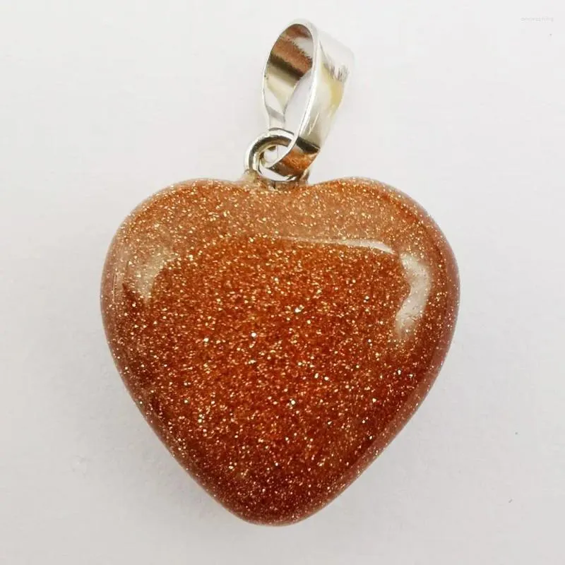 Pendant Necklaces Golden Sandstone Stone Heart Lucky Jewelry For Woman Gift S3027