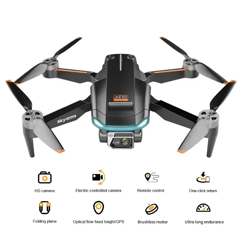 KXMG AE10 RC Drone HD Dual Camera med Light Flow Dron GPS FPV WiFi Profesional Helicopter UAV