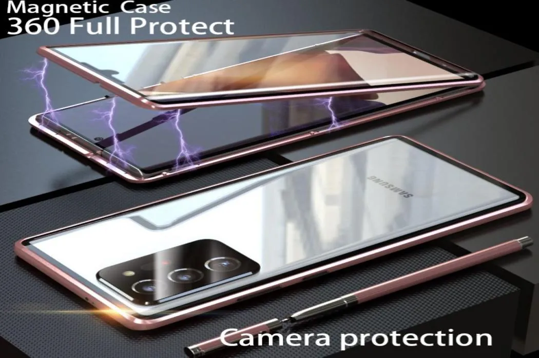 Magnético com protetor de tela capas de proteção de câmera para Samsung Galaxy Note 20 Ultra S21 Plus S20 fe capa Fundas Metal fi5675773
