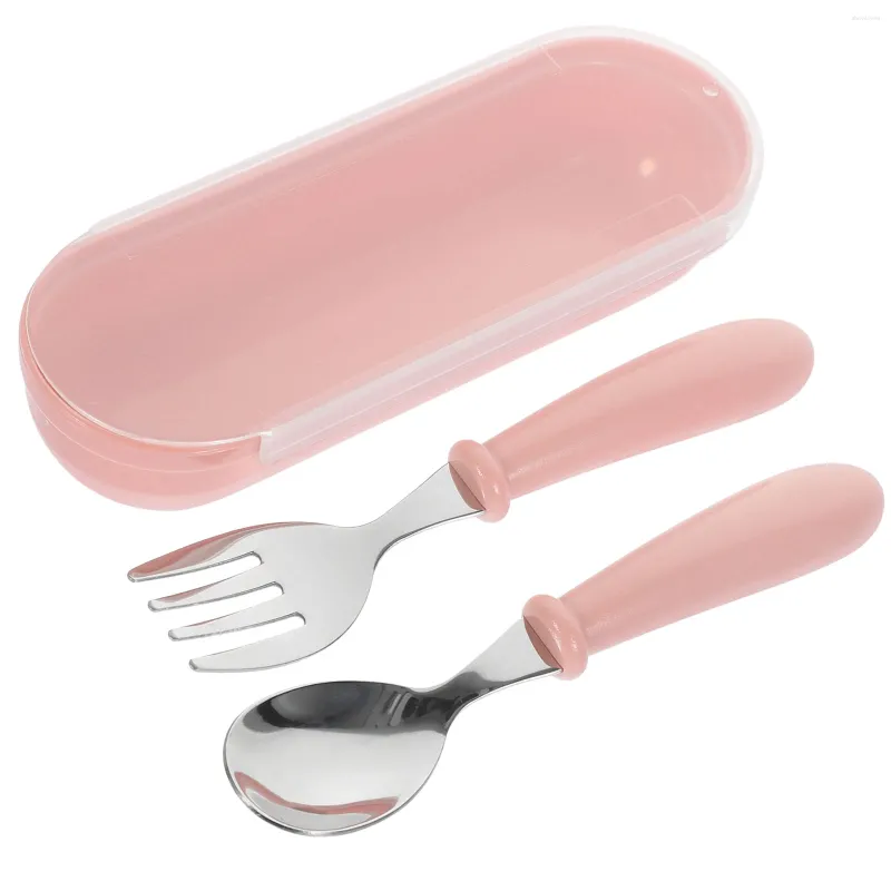 Dinnerware Sets Children's Tableware Toddler Spoon Fork With Plastic Handle Utensils Childrens Cutlery