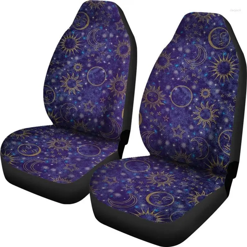 Car Seat Covers Indigo Blue Celestial Gold Suns Moons Stars