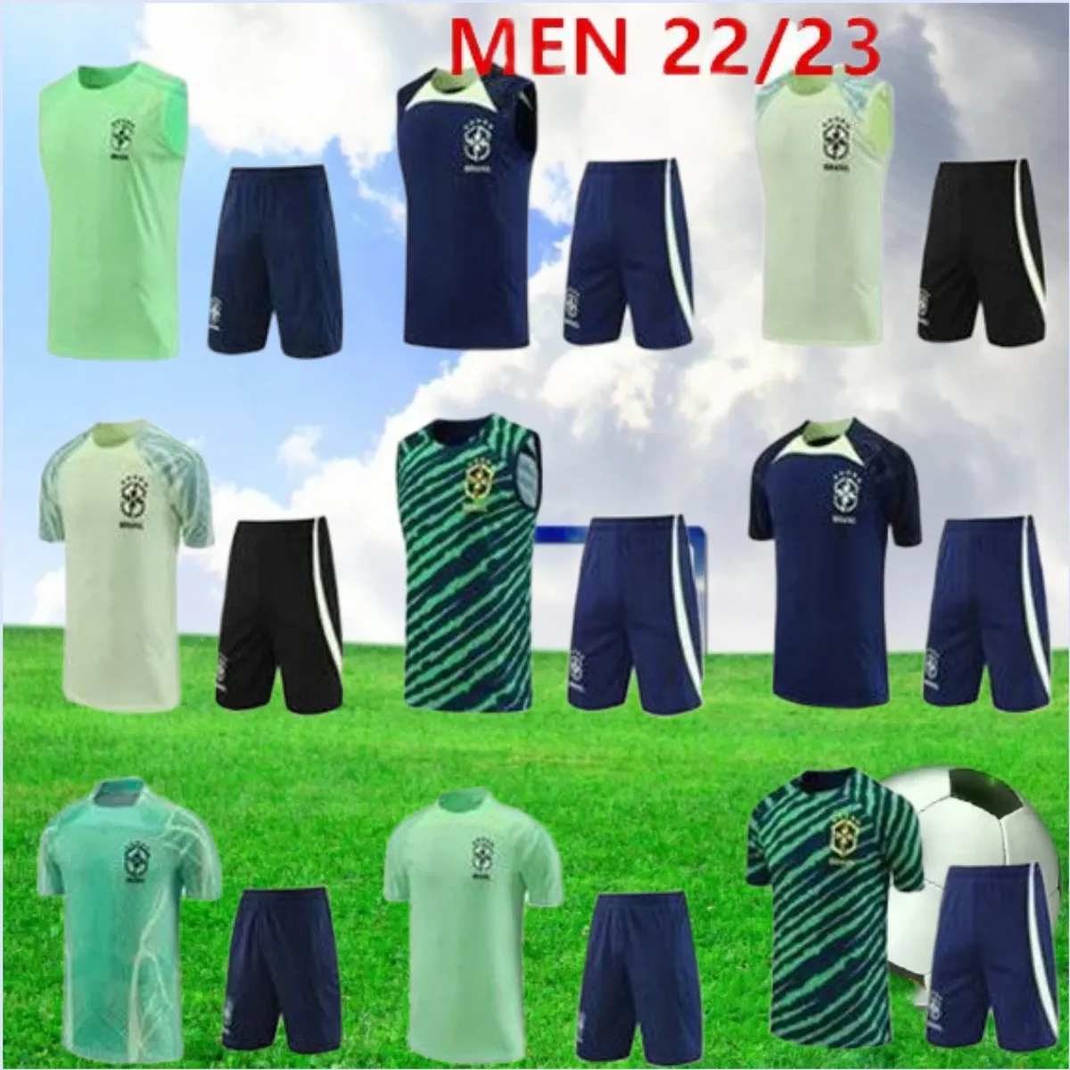 2425 Brasil treino de manga curta Sportswear homens terno de treinamento 23 camisa de futebol kit uniforme chandal G.JESUS COUTINHO brasil colete sem mangas conjuntos de futebol adulto