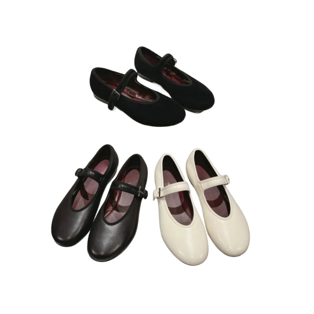 2024 new spring and Summer Black Suede Ballet Mary Jane Single Granny Shoes