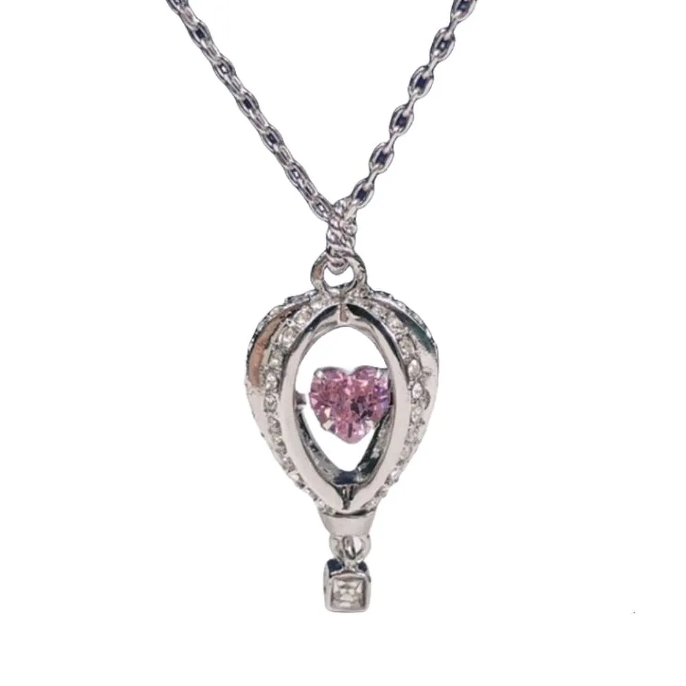 Collana Swarovski Designer Donna Collane con ciondolo di alta qualità Collana con cuore battente Sogno Mongolfiera Elemento femminile Collare di cristallo Catena femminile