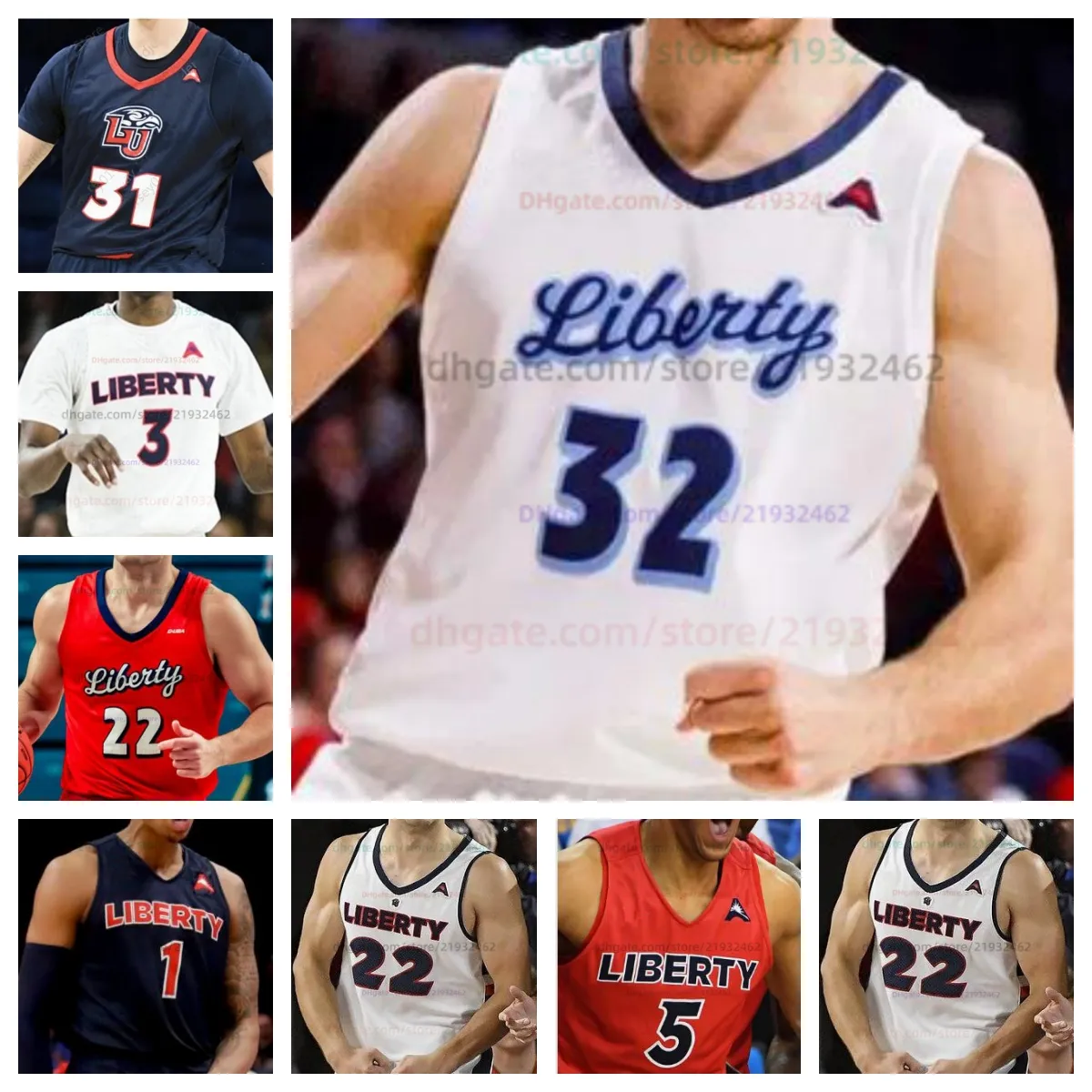 Custom Liberty Flames Basketball Jersey NCAA stitched jersey Any Name Number Men Women Youth Embroidered Joseph Venzant Zander Yates Colin Porter Kyle Rode