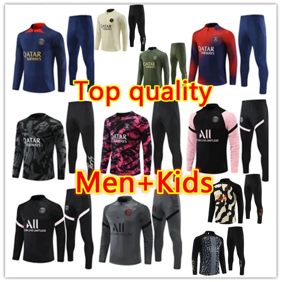 2023 2024 Psges Tracksuit Men Football Training Suit 21 22 23 24 Tuta Maillot Jersey Jacket Kit Paris Mbappe Men and Kid Soccer Tracksuits Jogging Surtetement Chandal