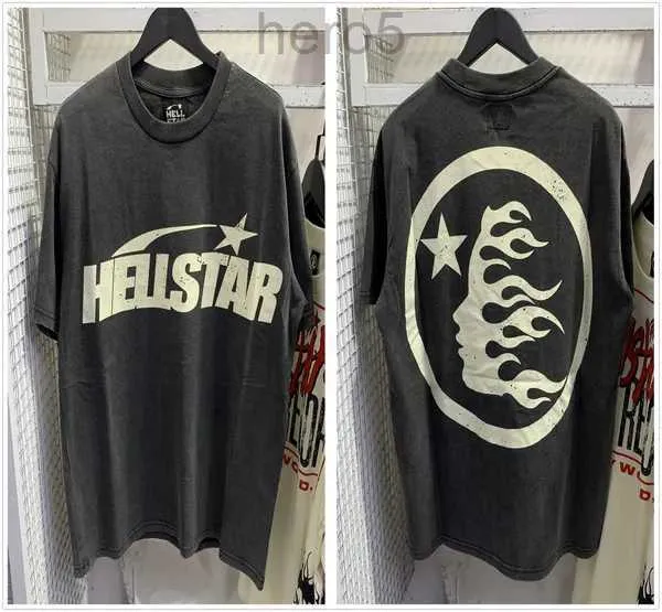 Hellstar chemise designer t-shirt t-shirts graphique tee vêtements vêtements hipster vintage tissu lavé Street graffiti style fissuration motif géométrique Hi RNS8