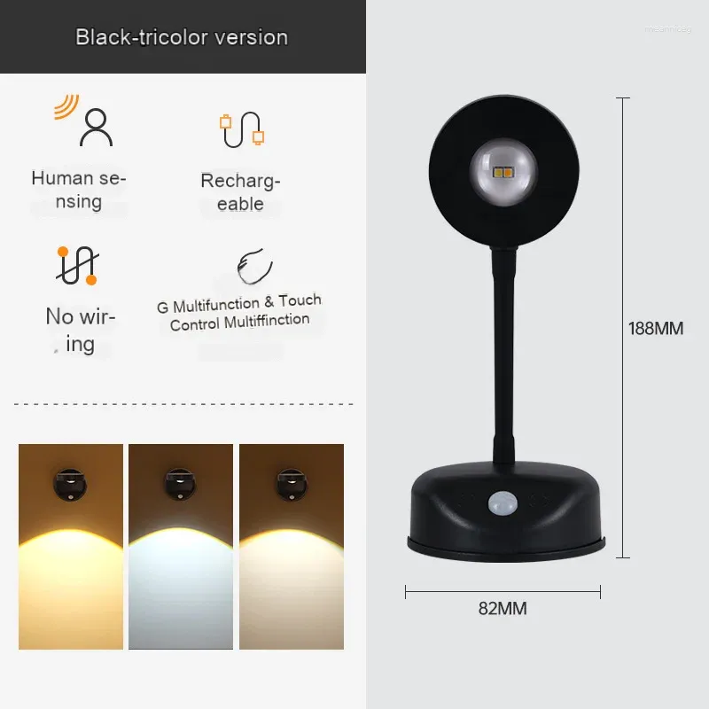 Wall Lamp -selling Rechargeable Wiring-free Indoor Spotlight Intelligent Led Human Body Induction Lighting