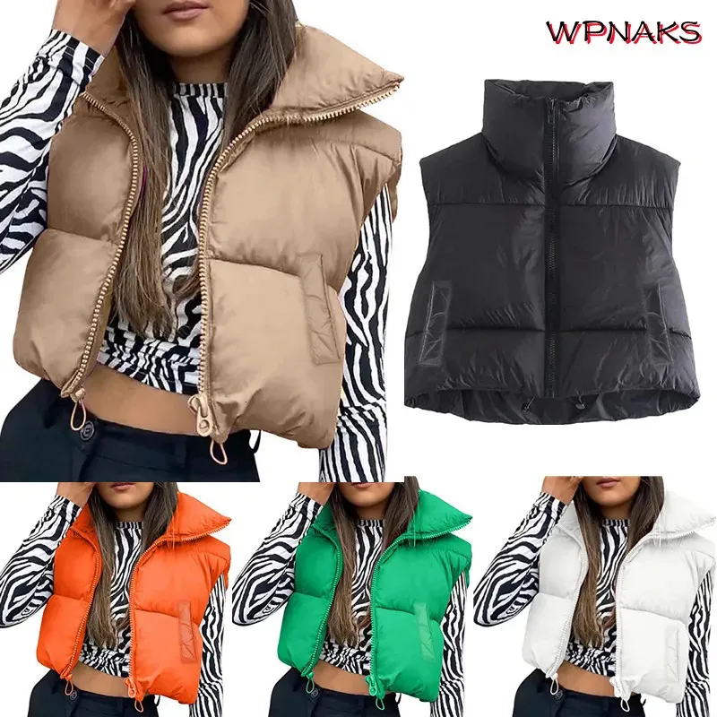 Mujer Otoño Invierno chaleco chaquetas sin mangas chaleco ropa abrigos cálidos 2023 lujo y2k acolchado globo ropa femenina 240113