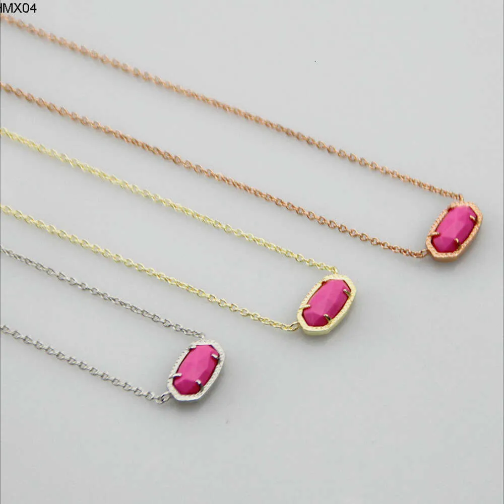 Pink Pendant Halsband Halsband Rose Turquoise Real 18K Gold Plated Dingles Glitter smycken Letter Gift With Free Dust Bag BWCB