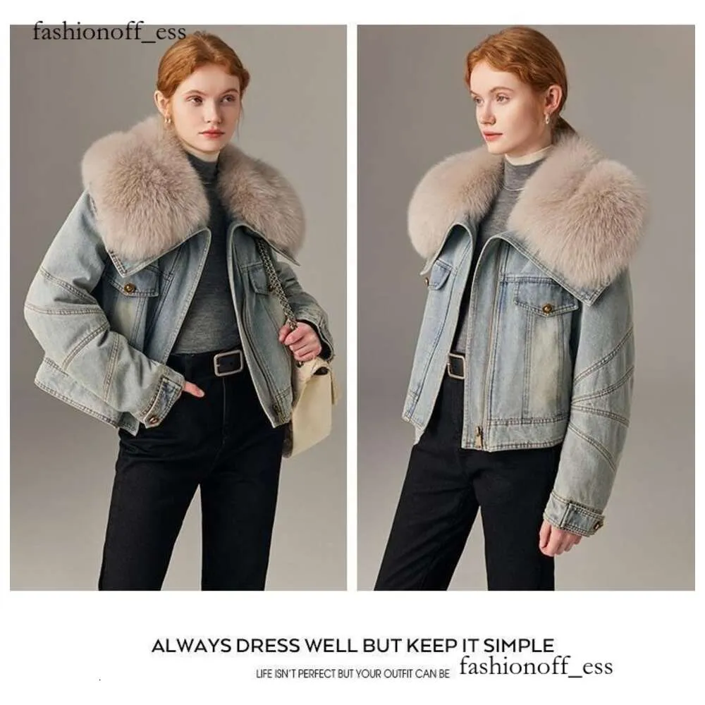 2024 Maillard Denim White Goose Down Jacket Designer Coat Ladies Winter Fox Fur Hungry Velvet Short Pie Overcome High Quality Jacket Women's Down Jackets 672