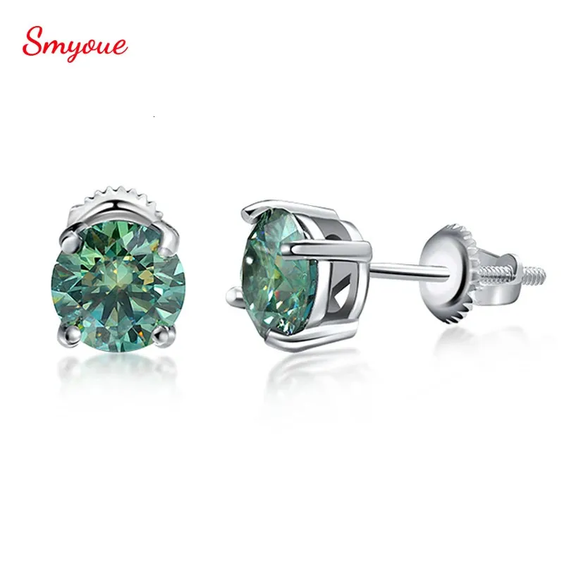 Smyoue Ciascuno 032CT 11 Colori Verde Orecchini a bottone per le donne Vite Diamante Orecchio Solido Argento Sterling 925 Gioielli 240113