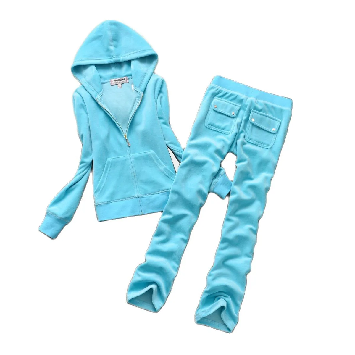 Kvinnors tvåbitar raka byxor Velvet Tracksuit Suicy Women Coutoure Set Track Suit Juciy Coture Sweatsuits Designer Tracksuits With Hoodie dragkedja