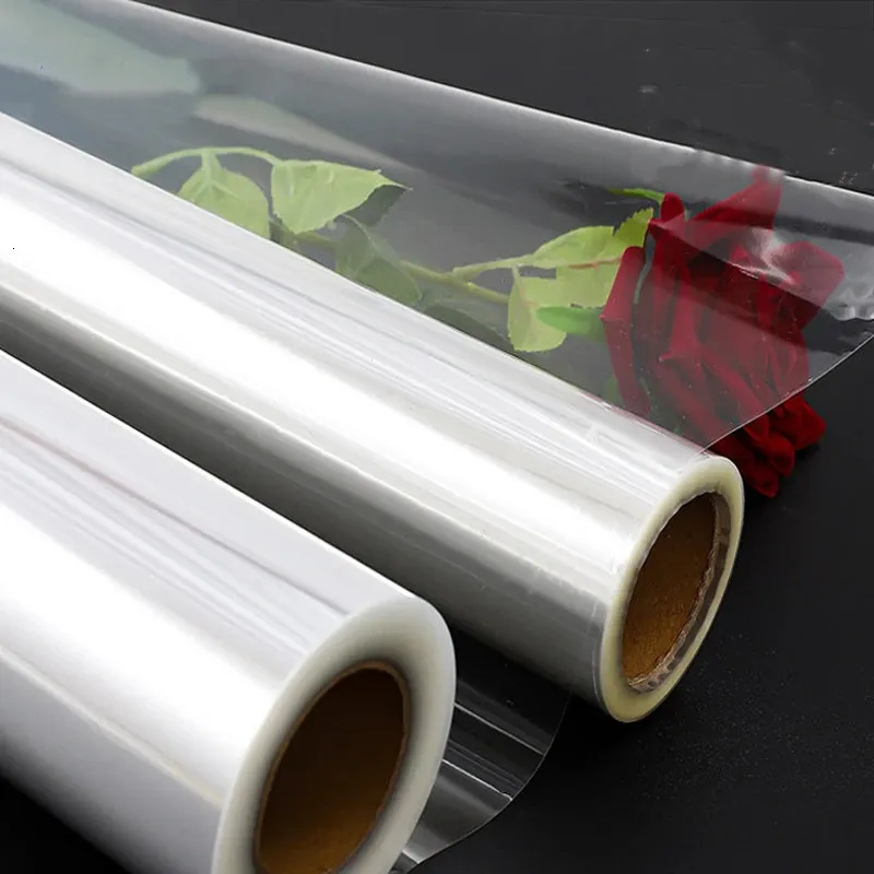 Rouleau d'emballage en Cellophane transparent, pour cadeaux, paniers de bouquets de fleurs, emballage de fleurs en papier artisanal, 240113