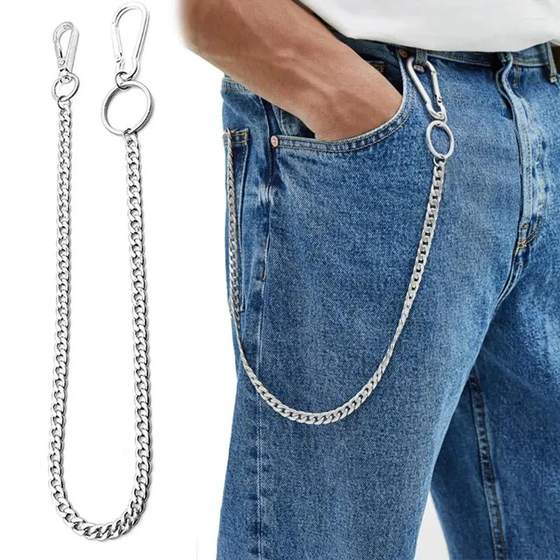 Ceintures unisexe Jeans Punk grand anneau longues chaînes en métal pantalon de rue ceinture chaîne porte-clés
