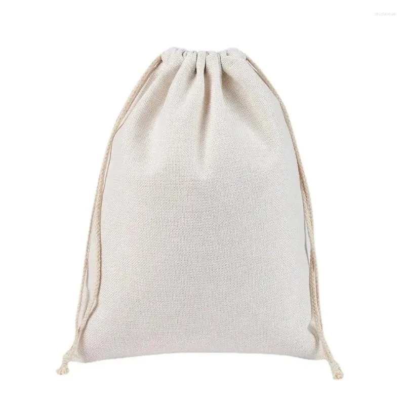 Shopping Bags Linen Cotton Xmas Christmas Candy Bag Santa Sacks Sublimation Blank Print Larger Capacity Drawstring For Gift