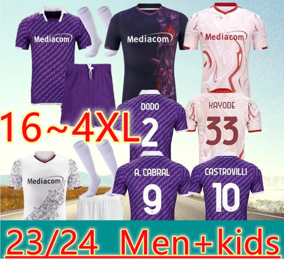 S-4XL 2023 2024 Fiorentina soccer jerseys J. IKONE Batistuta CASTROVILLI ERICK Florence jersey ACF JOVIC A. CABRAL Milenkovic 23 24 football men VENUTI