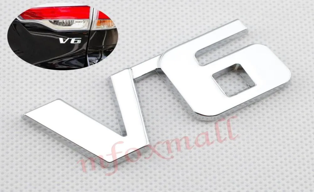Evrensel Araba Kamyon Parçaları Trim V6 Emblem Logo Rozeti 3D Sticker Çıkartma Krom Metal Dış Aksesuar Dekorat3701763
