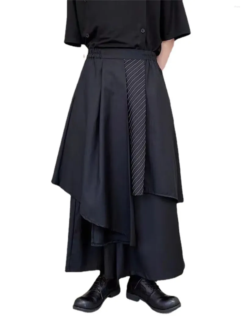 Herrbyxor avslappnad kjol lös bred ben harem byxa japansk stil kendo culottes sommar manliga kläder svettbyxor techwear