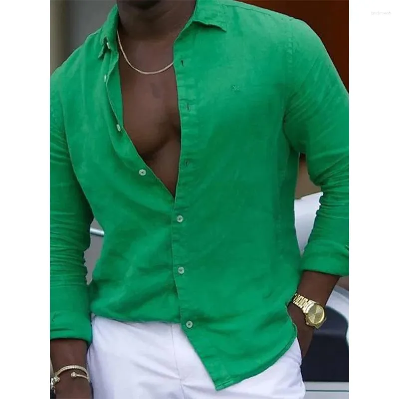 Casual overhemden voor heren Mode-overhemd Tops voor bandkraag Effen kleur Blouse Button-down Vakantiefeest