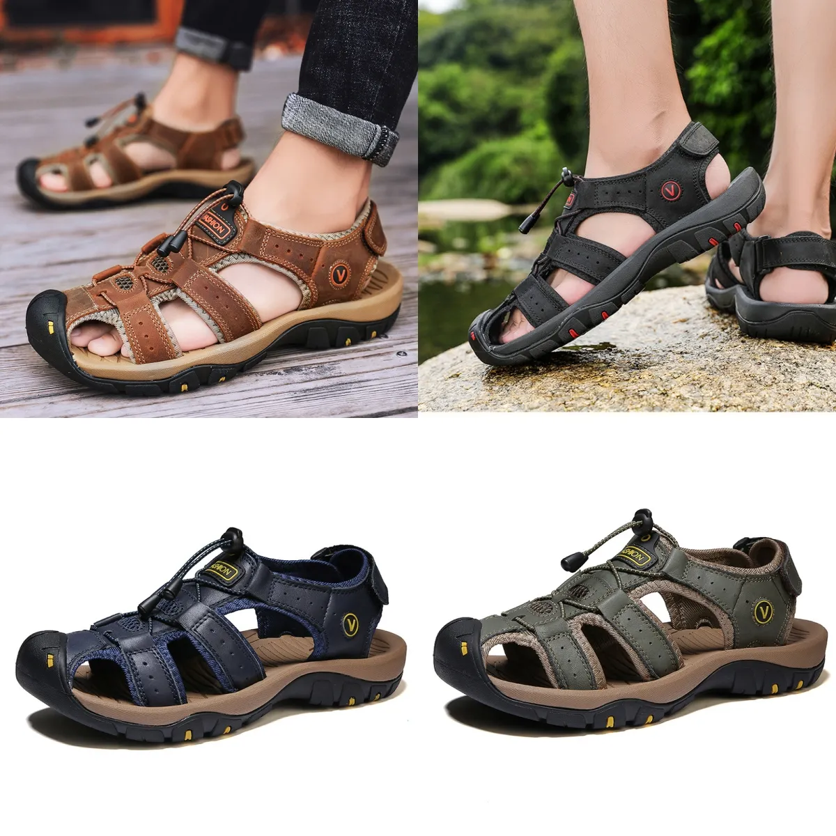 2024 Slides Slides Women Man Man Slippers Sandals Sandals Sandals Real Leather Flip Flops Flats Slide Shasal Shoeakers Size 38-48