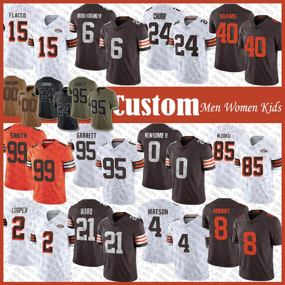 Custom Myles Garrett Nick Chubb Football Jersey Joe Flacco Amari Cooper Deshaun Watson Jeremiah Owusu Koramoah Denzel Ward David Njoku Matthew Adams Greg Newsome II