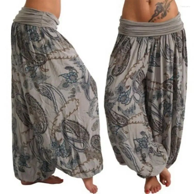 Pantalons pour femmes, amples, style Boho, imprimé Paisley, noué à la cheville, Baggy, longs bloomers