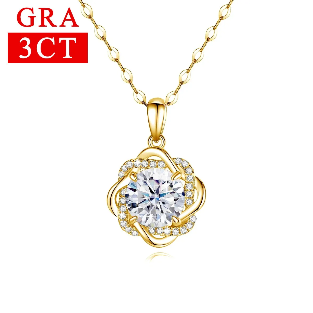 Star Of David 3ct Necklace For Women With Certificate Original Luxury Gold Pendant Jewelry Christamas Gift 240113