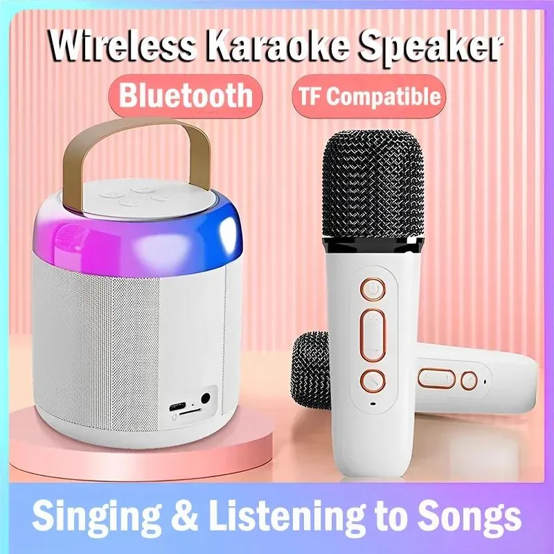 Głośniki przenośny głośnik Bluetooth z mikrofonem karaoke funkcja bezprzewodowa głośnik mini przenośna skrzynka karaoke z podwójnym mikrofonem