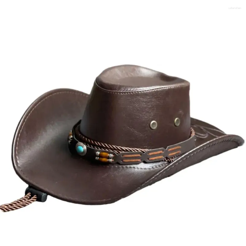 Baretten Verstelbare Cowboyhoed Heren Dames Vintage Western Met Retro Etnische Riem Decor Heren Voor Cowgirls