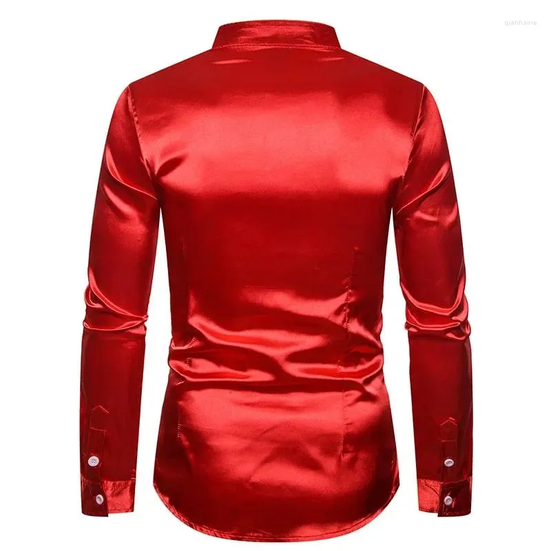 Men's Red Satin Dress Shirt: Silk-Like Texture, Slim Fit Mandarin Collar  Tuxedo Shirt for Party, Wedding, Prom & Disco - Buy Now! from Dhgate Men's  Casual Shirts - price 35.64