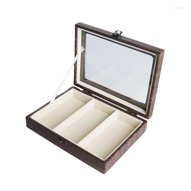 Bolsas de joyería Caja de almacenamiento de pulsera Caja de almacenamiento de madera de alta calidad a prueba de polvo con cubierta Pantalla de juego de cuentas de Buda