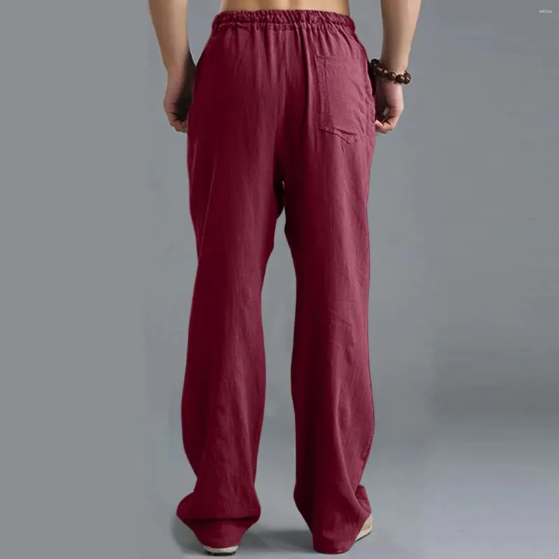 Men's Pants Mens Casual Loose Comfortable Cotton Linen Buttons Trousers Yoga Pant Summer Sweatpants Fitness Sport Pantalones