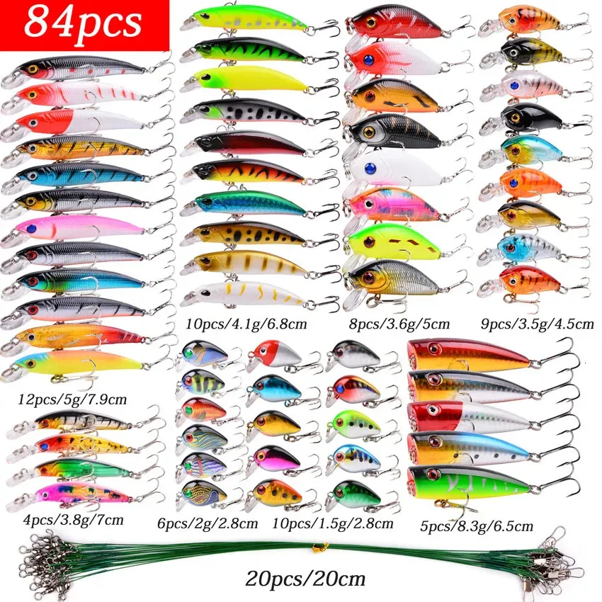 Gemengde Vissen Lokken Kits Crankbait Minnow Popper Bass Baits wobbler Set Levensechte Nep Aas Visgerei 240113