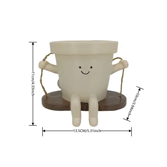 Maceta Colgante Con Carita Sonriente – Resina Para Interior Y Exterior, No Se Decolora, Ideal Para Suculentas Y Plantas Colgantes