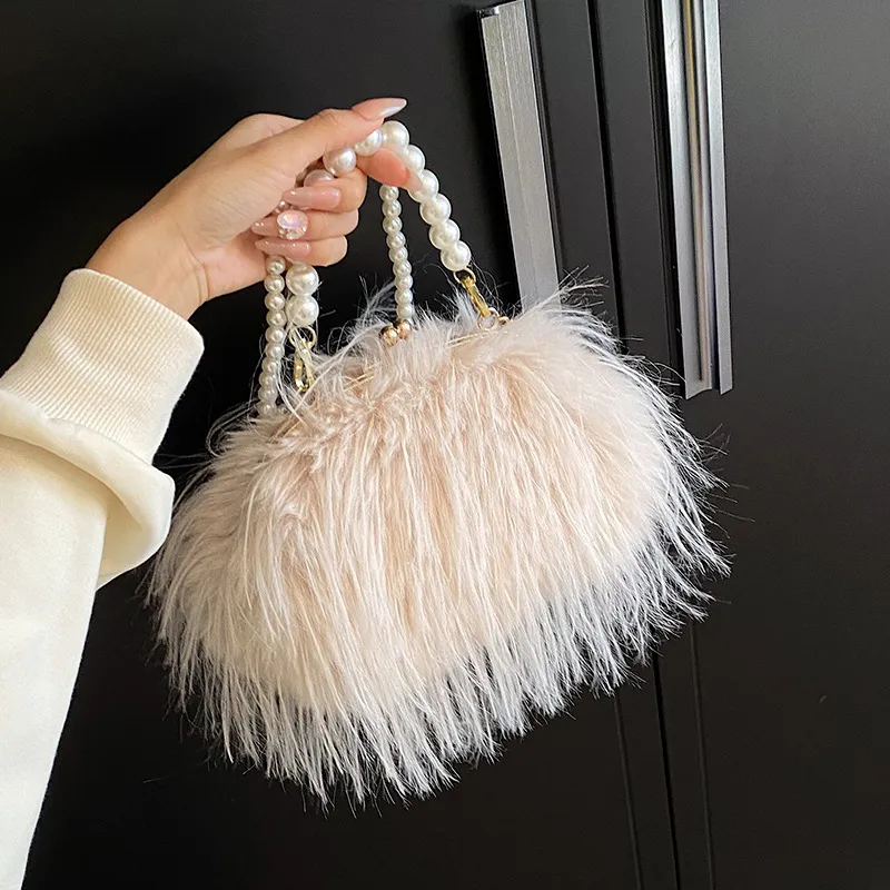 Factory wholesale women shoulder bags 3 colors Mao Mao chain bag sweet lady Pearl handbag elegant atmosphere fashion backpack cute tassel handbags 13416#