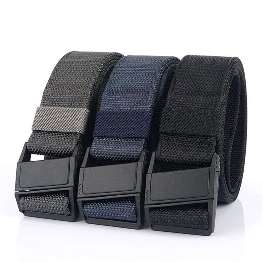 Ceinture en toile de Nylon pour hommes, vente d'usine, luxe, boucle magnétique, jean, bretelles, noir