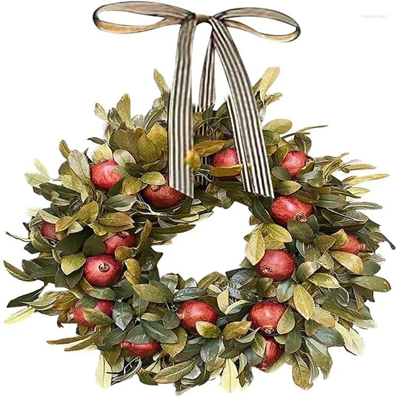 Decorative Flowers Fall Wreath Thanksgiving Front Door Pomegranate Rustic Artificial Garlands Indoor Porch Hanging