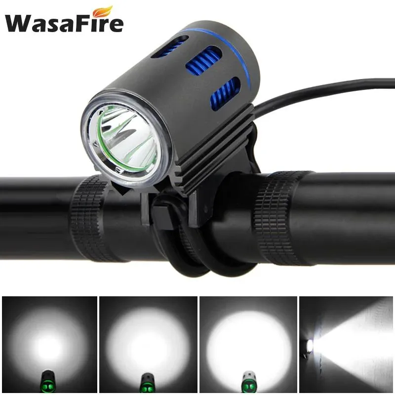 Luzes wasafire mini l2 luz da bicicleta branco led luz da frente lâmpada mtb ciclismo farol 3000lm farol + 18650 bateria