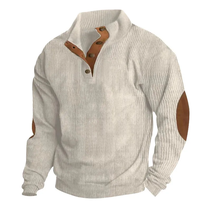 Autumn Mens 5XL Casual Standing Neck Long Sleeve Pit Corduroy Sweater in Stock 240113